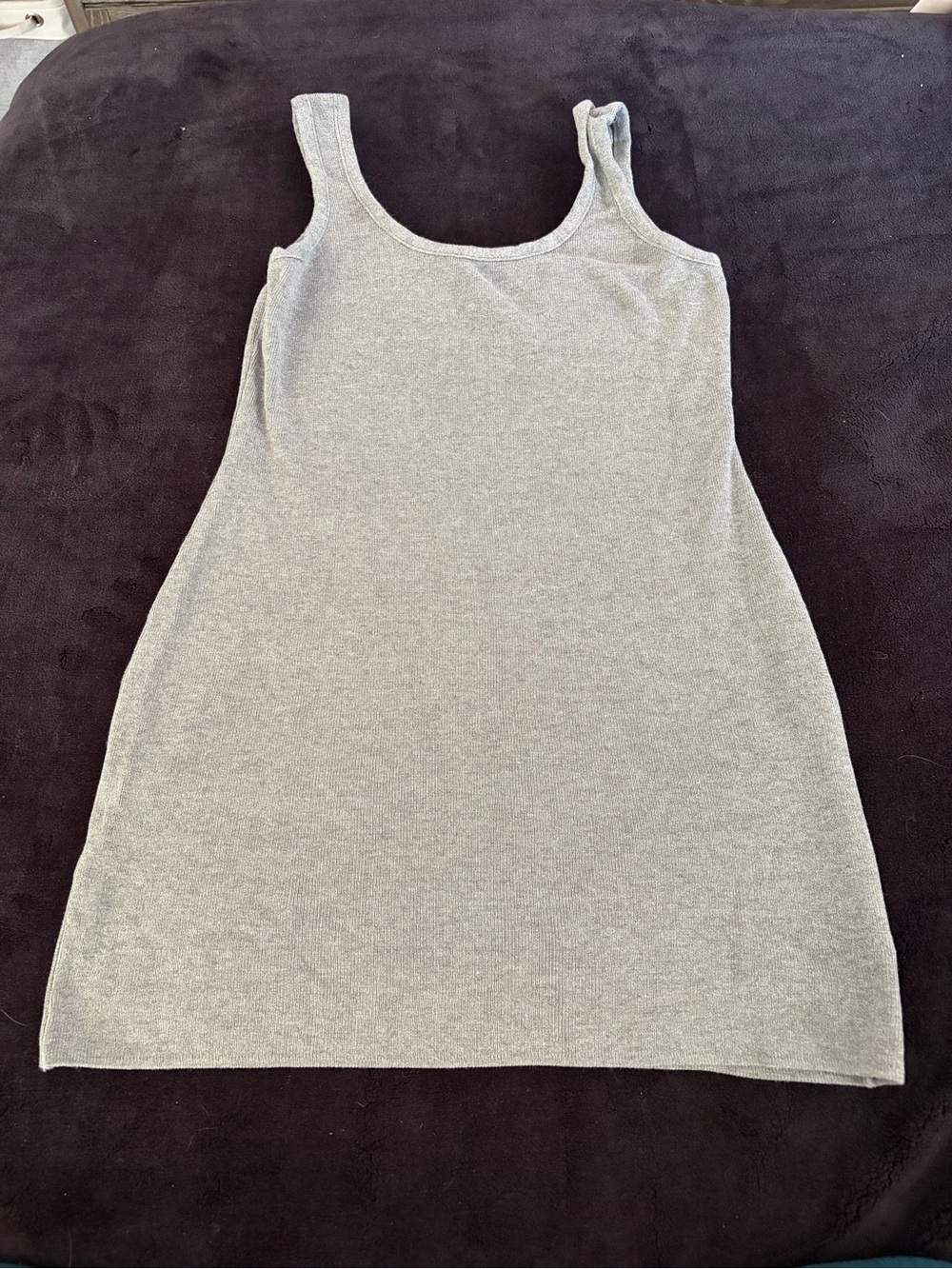 Women’s Grey Tank Dress - Casual Scoop Neck